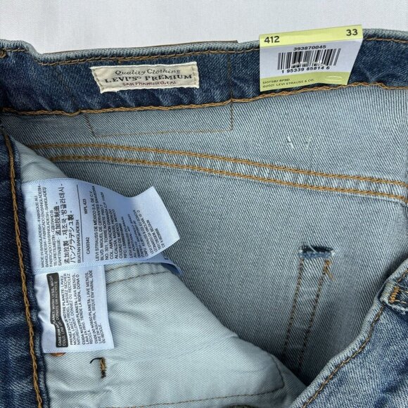 Levis 412 Mens Slim Fit Stretch Shorts Size 33x11 Blue Medium Wash. New. - Picture 6 of 13